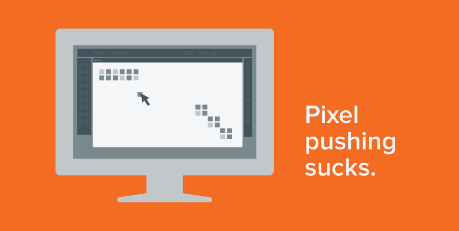 Illustration depicting the drudgery of pixel pushing