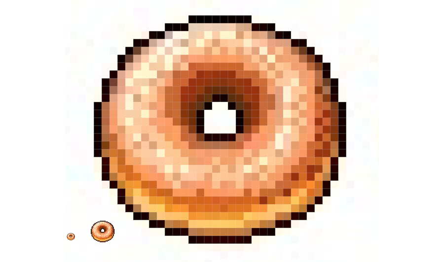 Image of a pixelized glazed donut