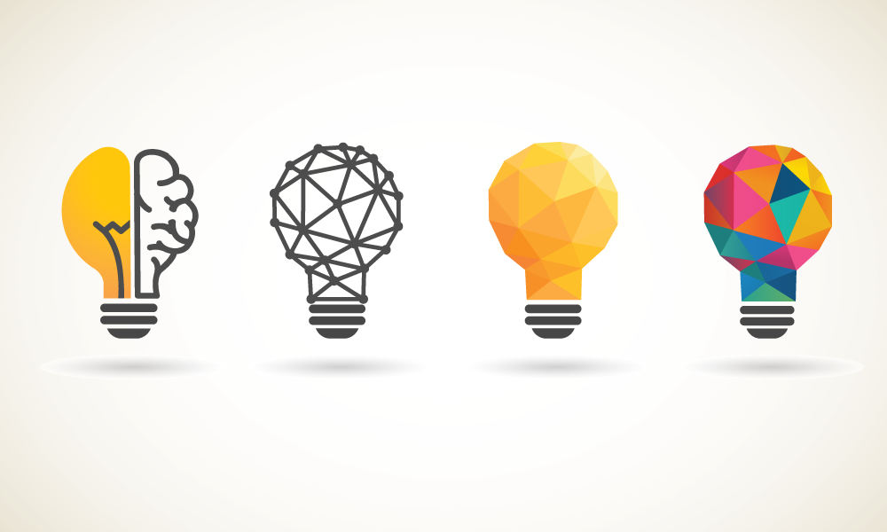 Lightbulbs in a row illustration